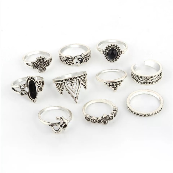 10 pc stacking Boho Ring Set - Picture 4 of 4
